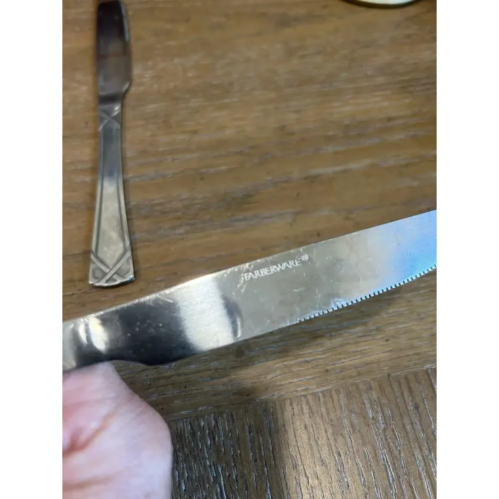 Lot of 2 Farberware MADELINE Dinner‎ Knives Stainless 9” Knife Flatware